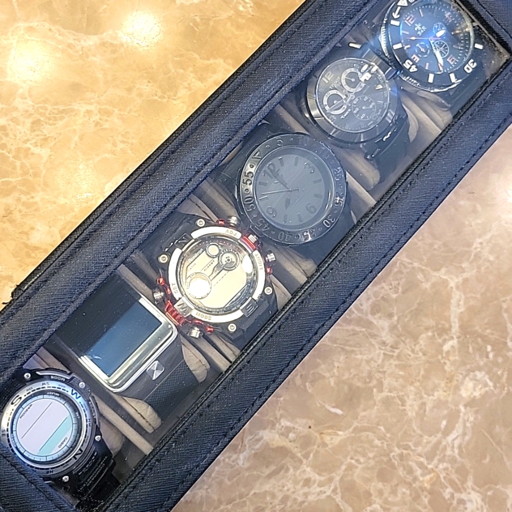 Variety of 6 Watches in Cas7e- Sold as is
